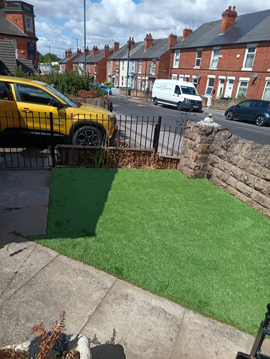 A freshly laid, healthy new lawn completed by DJT Property Services in the Midlands